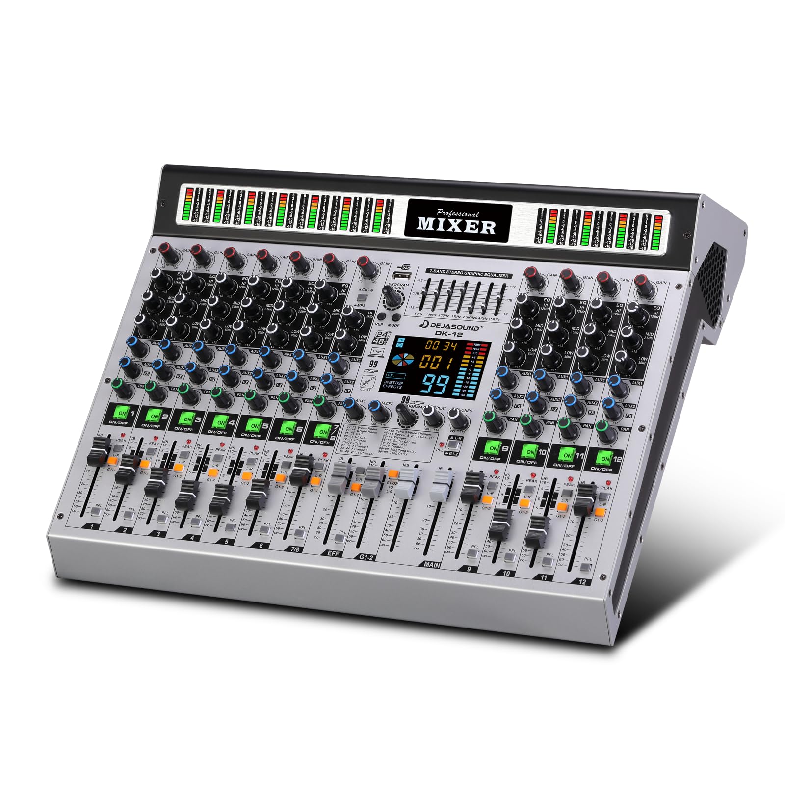 Amazon.com: 12-Channel Professional Audio Mixer, DK-12 Mixing